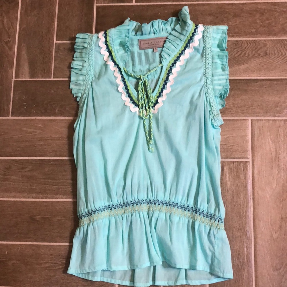 Double D Ranch sleeveless Turquoise Blouse